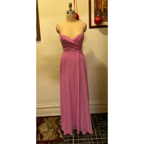 Lovely Adjustable Strap Wrap Bodice Maxi Dress with Front Slit Pink Size 2R - Picture 3 of 12